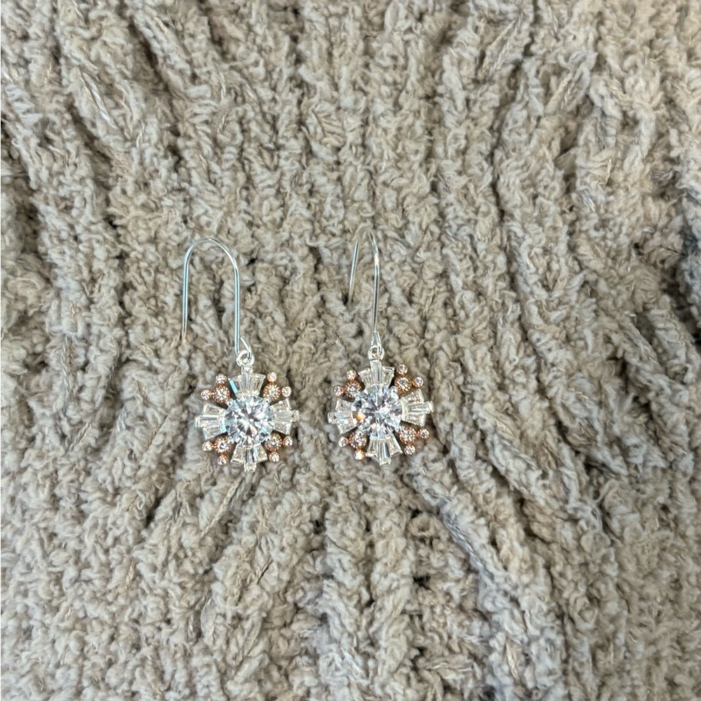 Elegant Silver and Rose Gold Crystal Earrings